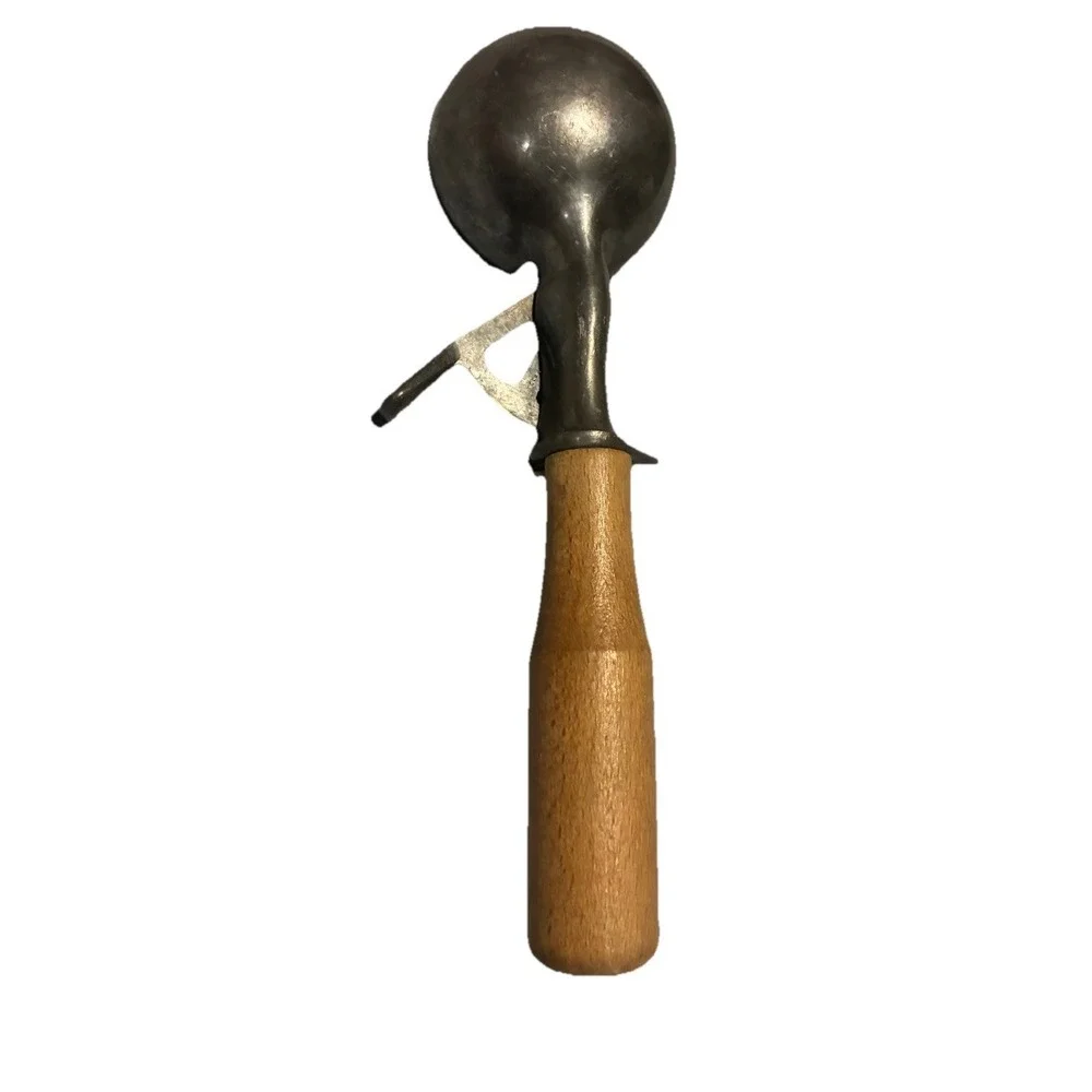 Vintage Disher Portion Scoop 16  Wooden Handle 2.5 oz  Ice Cream Scoop RK Japan